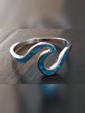 OPAL INLAY STERLING RING SIZE 9.5